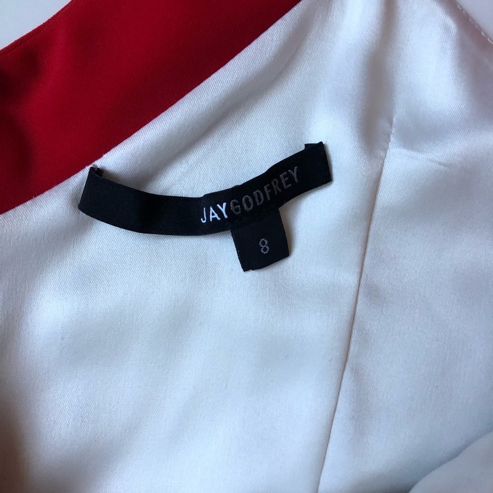 JAYGODFREY Black White Red Colorblock Sheath Dress - Picture 5 of 5